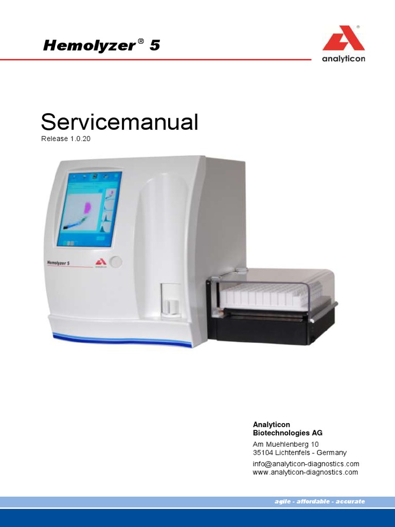 Hemolyzer 5 Service Manual Guide | PDF | Optics | Red Blood Cell