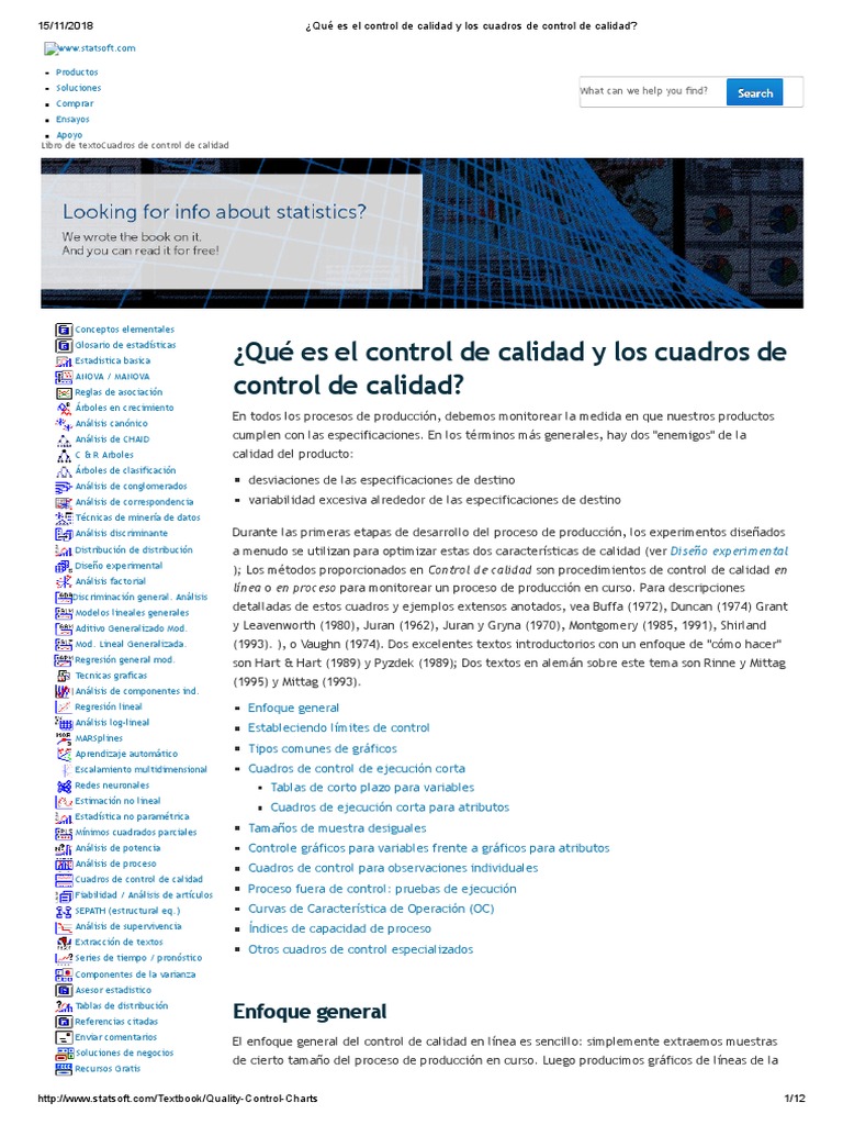¿Qué Es El Control de Calidad y Los Cuadros de Control de Calidad | PDF ...