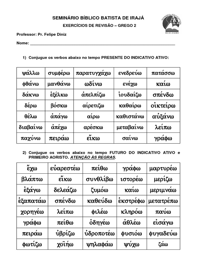 Conjugação de verbos: exercícios