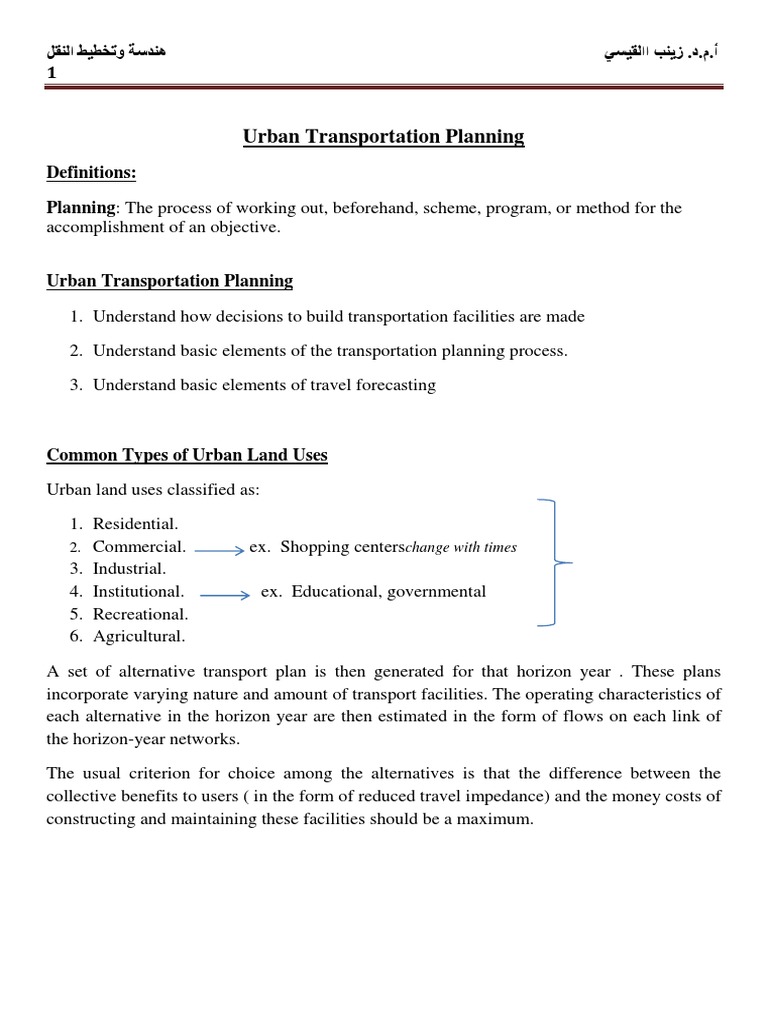 Urban Transportation Planning Overview | PDF | Public Transport | Transport