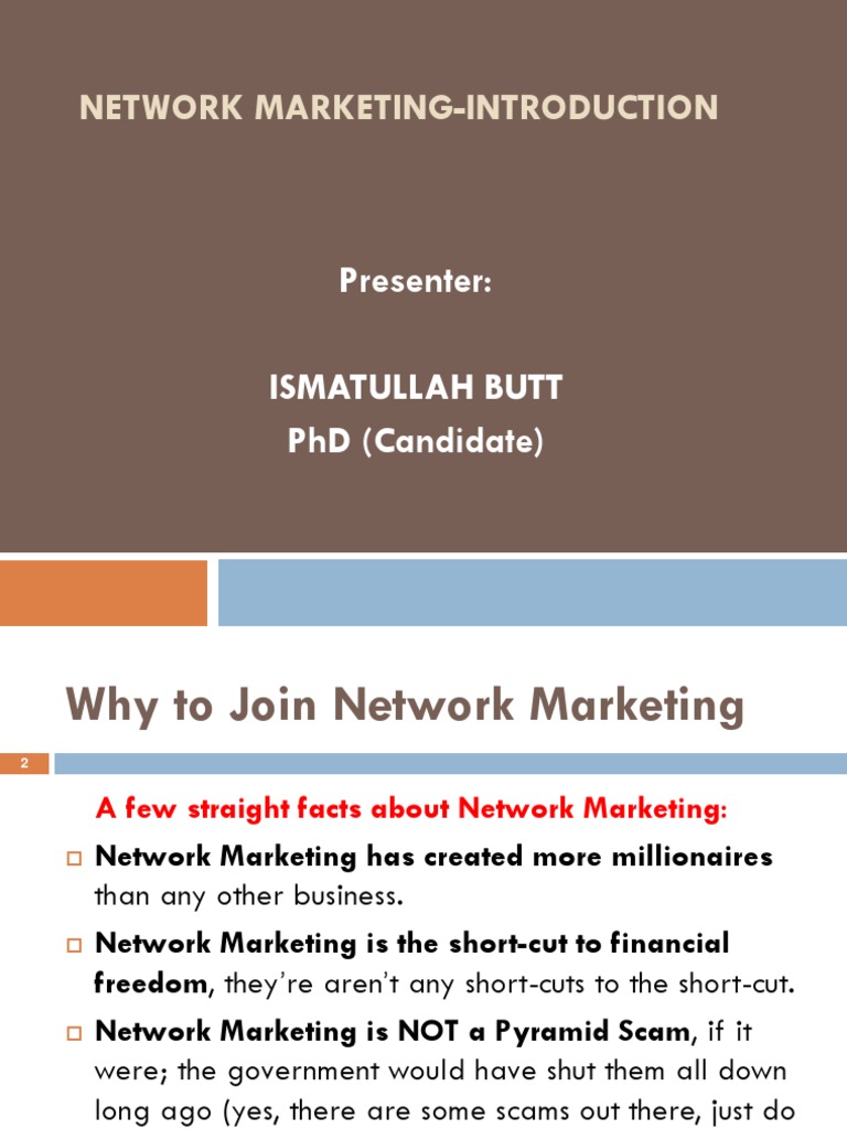 Network Marketing 1 Introduction Pdf Multi Level Marketing Retail