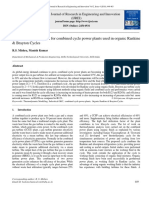 Thermodynamic Models for Combined Cycle Power Plants Used in Organic Rankine