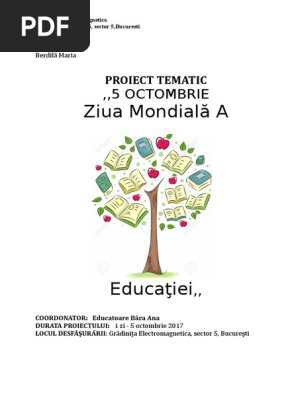 Proiect Educational Ziua EducaÈ›iei