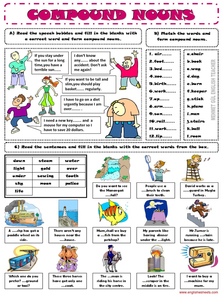 Compound Nouns First Worksheet Pdf Pdf Linguistic Morphology Linguistics