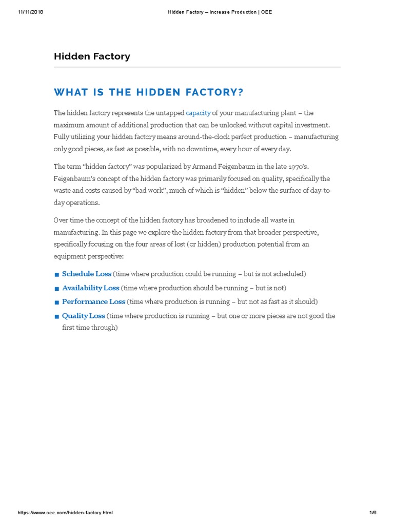 Hidden Factory - Increase Production - OEE | PDF | Production And ...