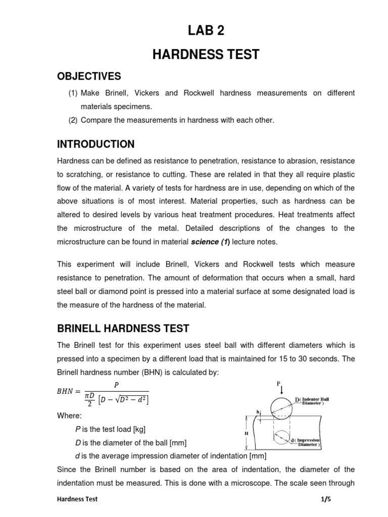 Hardness Testing: Methods & Results | PDF | Hardness | Tests