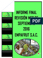 Informe Final Revisión Mes de Septiembre 2016 Empafrut S.A.C
