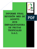 Informe Final Del Mes de Agosto 2016 - Tungasuca