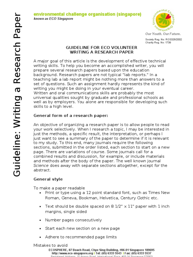 Guide: Writing A Research Paper For ECO | PDF | Academic Publishing ...