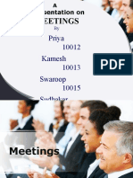 Meetings: Priya 10012 Kamesh 10013 Swaroop 10015 Sudhakar 10016 Pooja 10017