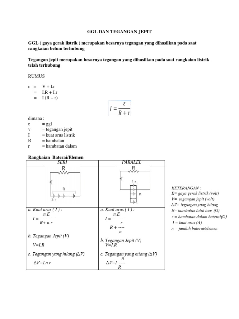 Rumus Tegangan Jepit Nasi