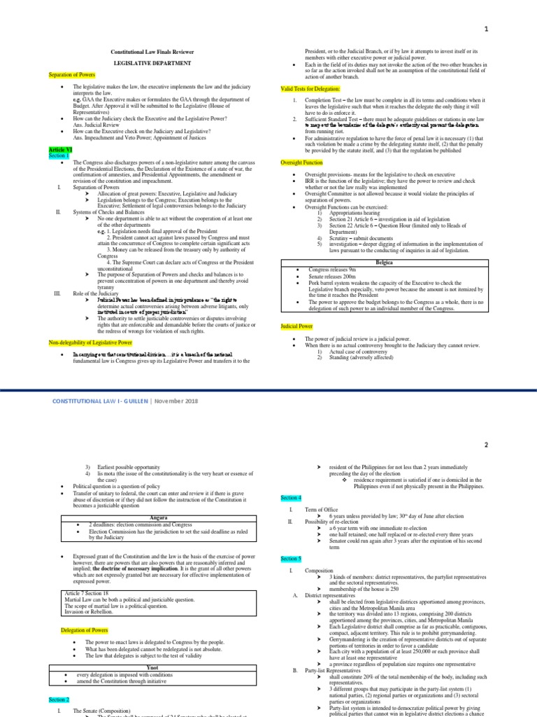 Constitutional Law Finals Reviewer-Noble | PDF | United States Congress ...