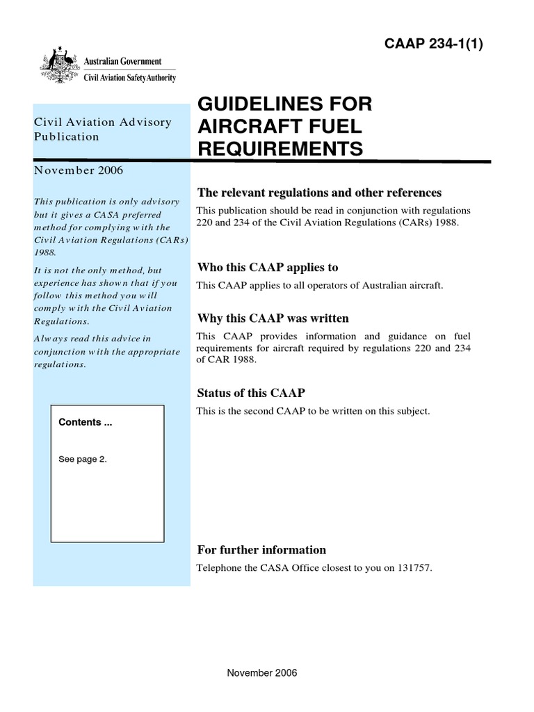 Guidelines for Aircraft Fuel Requirements Calculating Necessary Fuel Amounts for Flights with