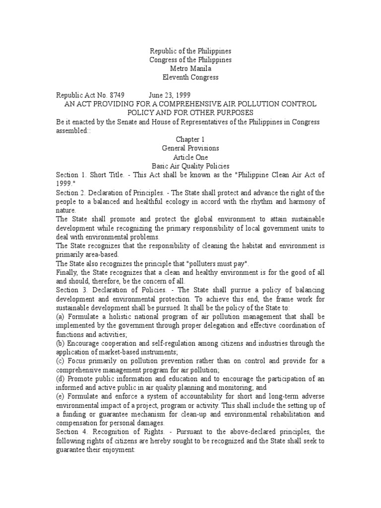 ra-8749-clean-air-act-pdf-air-pollution-emission-standard
