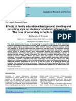 Effects of Family Educational Background, Dwelling and Parenting Style On Students' Academic Achievement: The Case of Secondary Schools in Bahir Dar