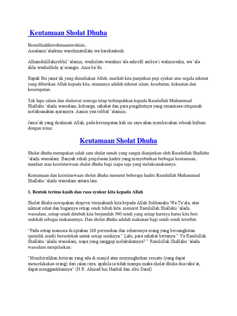Sholat Dhuha Istiqomah