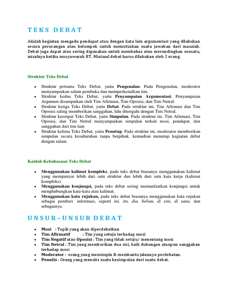 Contoh Teks Debat Serta Strukturnya Secara Lengkap Tambah Pinter