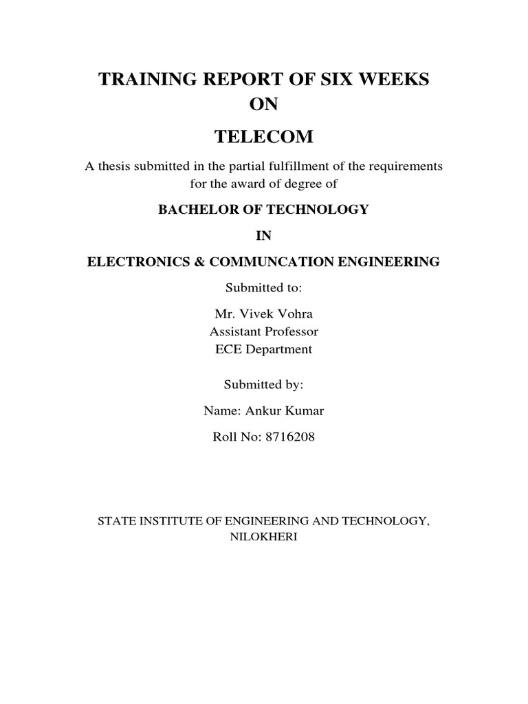 Telecom Training Report Summary | PDF | 4 G | Telecommunication