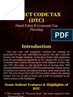 Direct Code Tax (DTC) : Fiscal Policy & Corporate Tax Planning