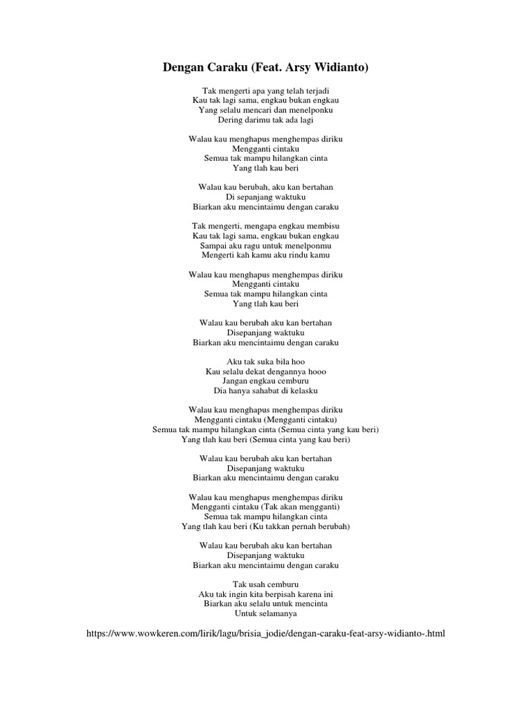 Lirik Lagu Dengan Caraku Terkini Banget