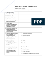 Dosenteterugvoervorm / Lecturer Feedback Form: Asiese Inligting OOR EN Dosent