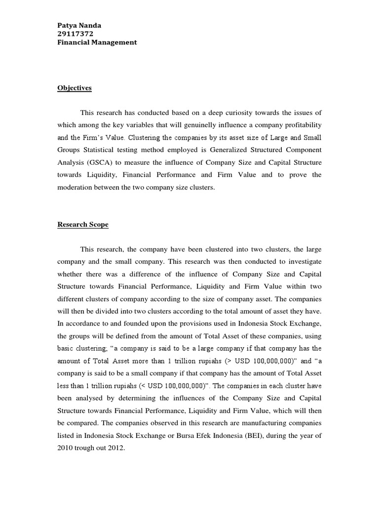 Company Size Impact on Financial Performance | PDF | Market Liquidity ...