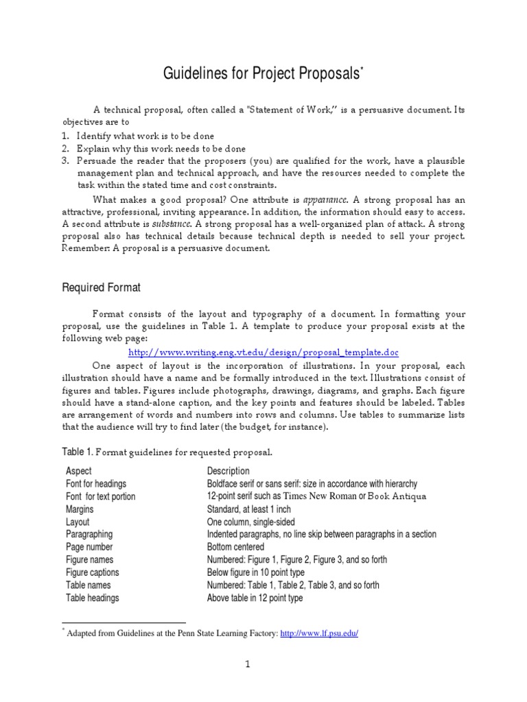 Guidelines For Project Proposals: Required Format | PDF | Page Layout ...