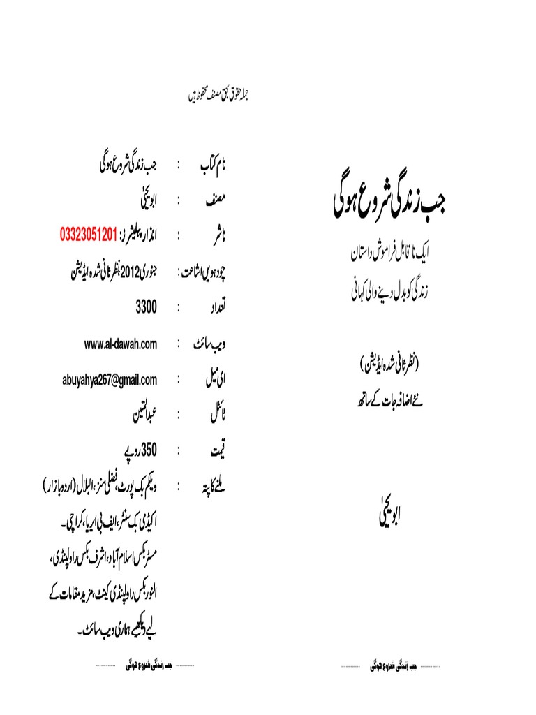 Jab Zindagi Shuru Hogi Novel By Abu Yahya Pdf