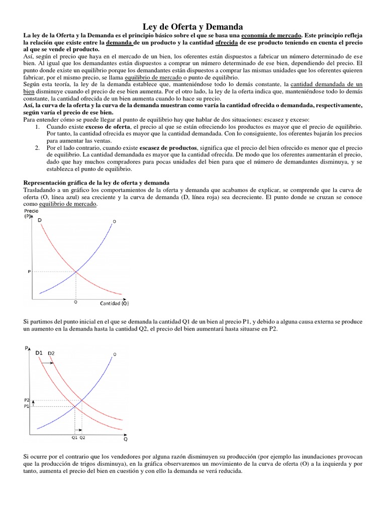 Ley de Oferta y Demanda: Conceptos Clave | PDF | Oferta y demanda ...