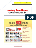 Memory Based Paper: RBI Assistant Exam 2017