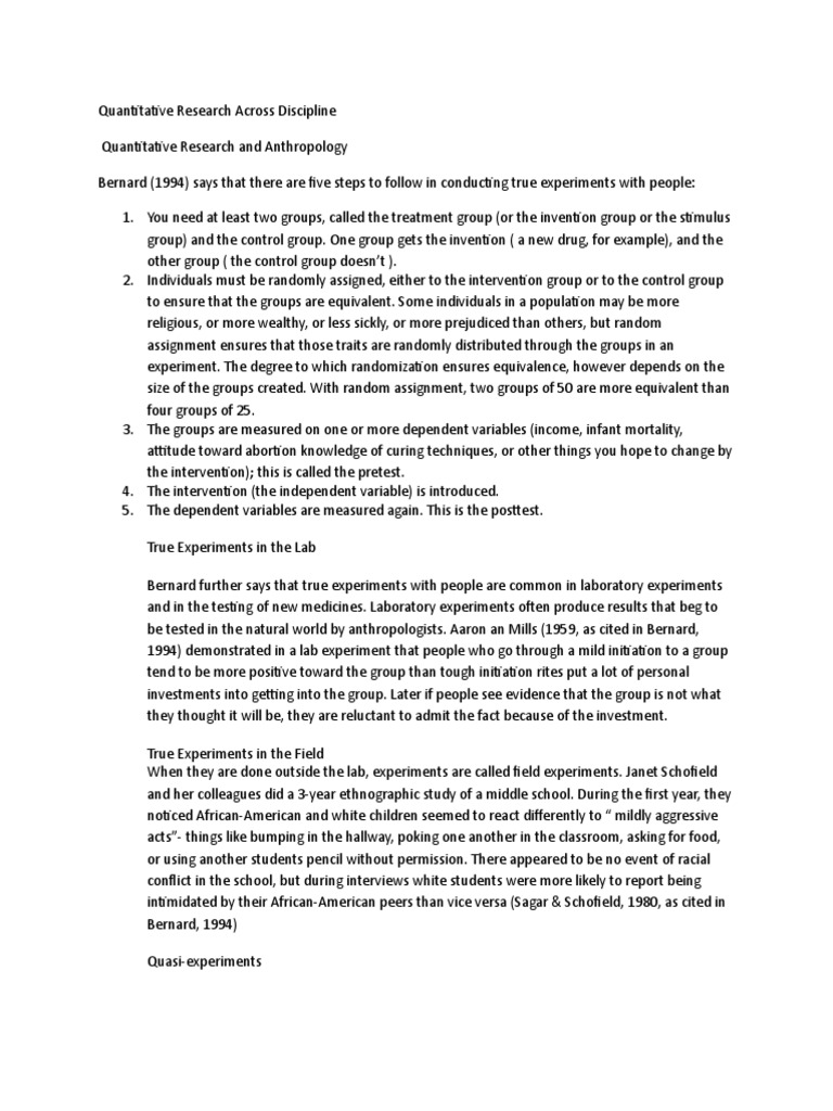 Quantitative Research Across Discipline | PDF | Experiment | Psychology