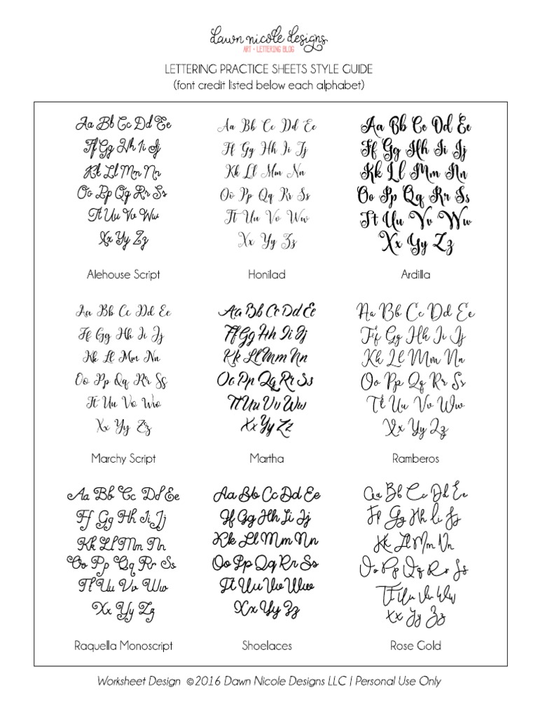 LetteringPracticeSheets DawnNicoleDesigns PDF | PDF