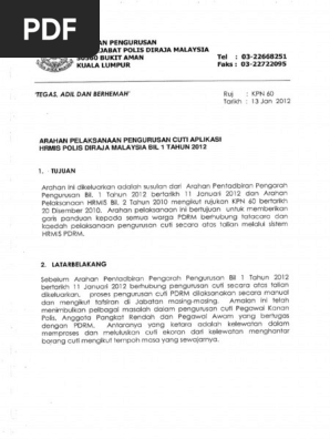 Pengurusan Cuti Aplikasi Hrmis Pdrm Pdf