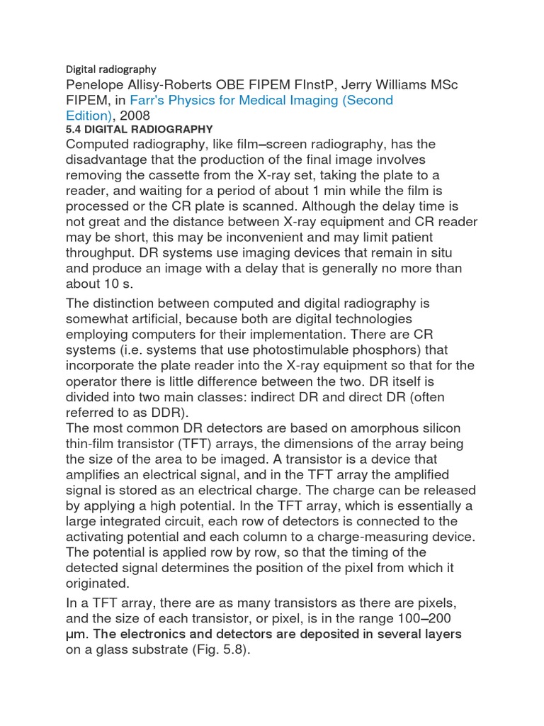 Overview of Digital Radiography Systems | PDF | Radiography ...
