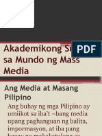 Akademikong Sulatin Sa Mundo NG Mass Media