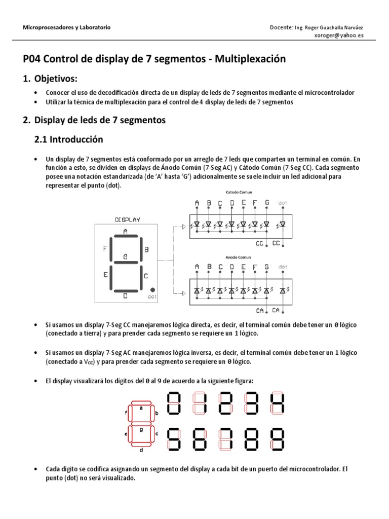P04 Control de Display de 7 Segmentos - Multiplexación | PDF | Diodo ...