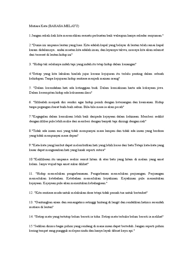 Mutiara Kata Bahasa Melayu
