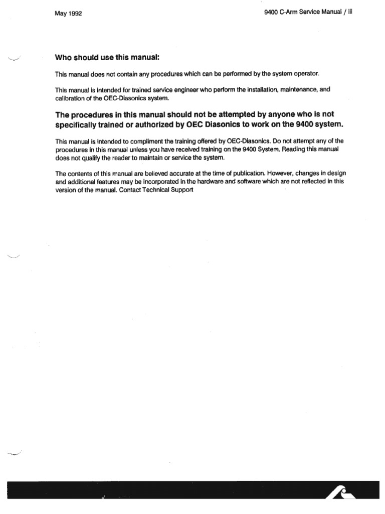 OEC 9400 Service Manual Full PDF | PDF