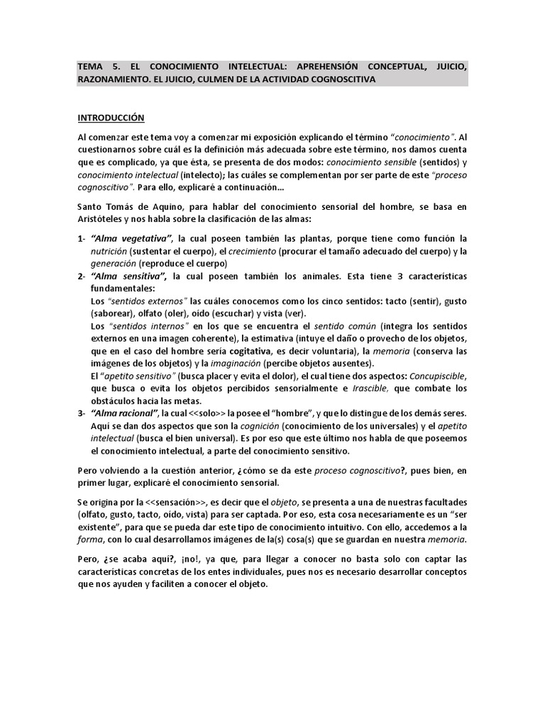 Conocimiento Intelectual y Aprehensión | PDF | Esencia | Comprensión