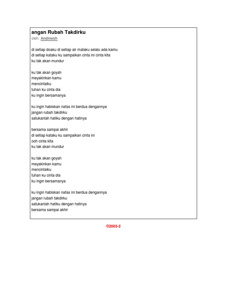 Lirik Lagu Andmesh