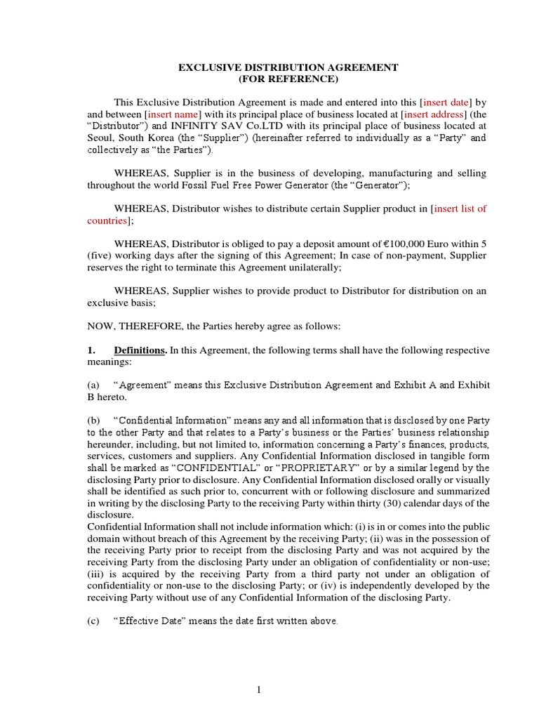 Exclusive Distribution Agreement PDF | PDF | Arbitration | Trademark
