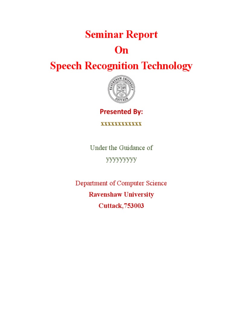 Speech Recognition Seminar Report | PDF | Siri | Speech Recognition