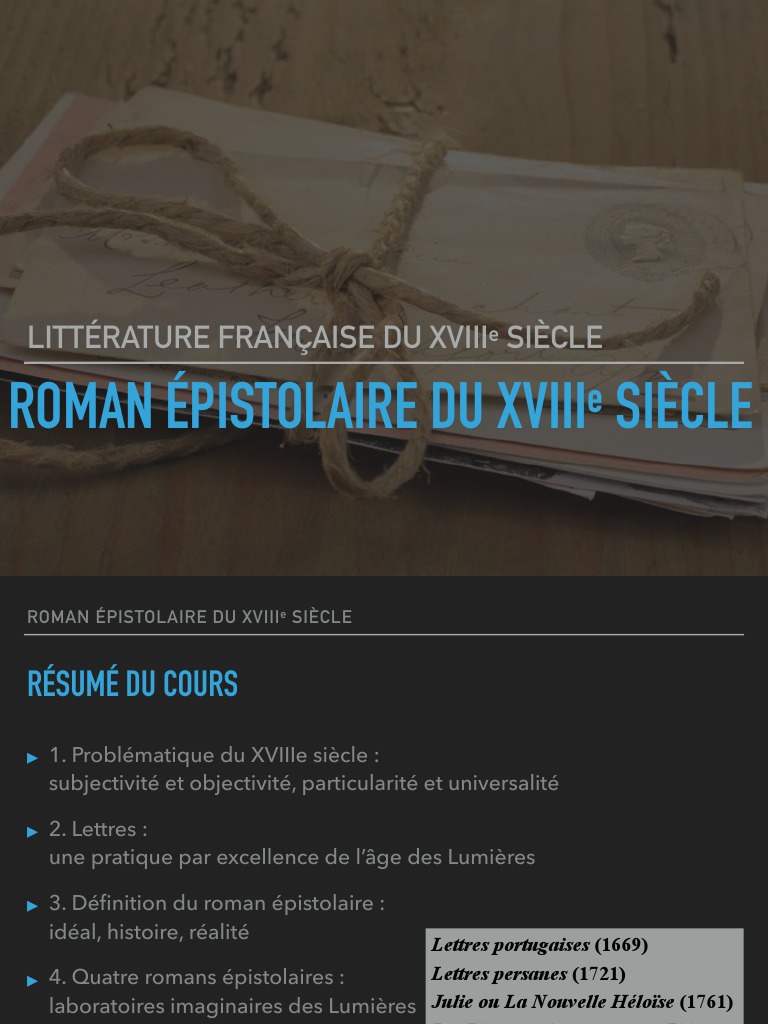 Roman épistolaire du XVIIIe siècle Romans Sciences philosophiques