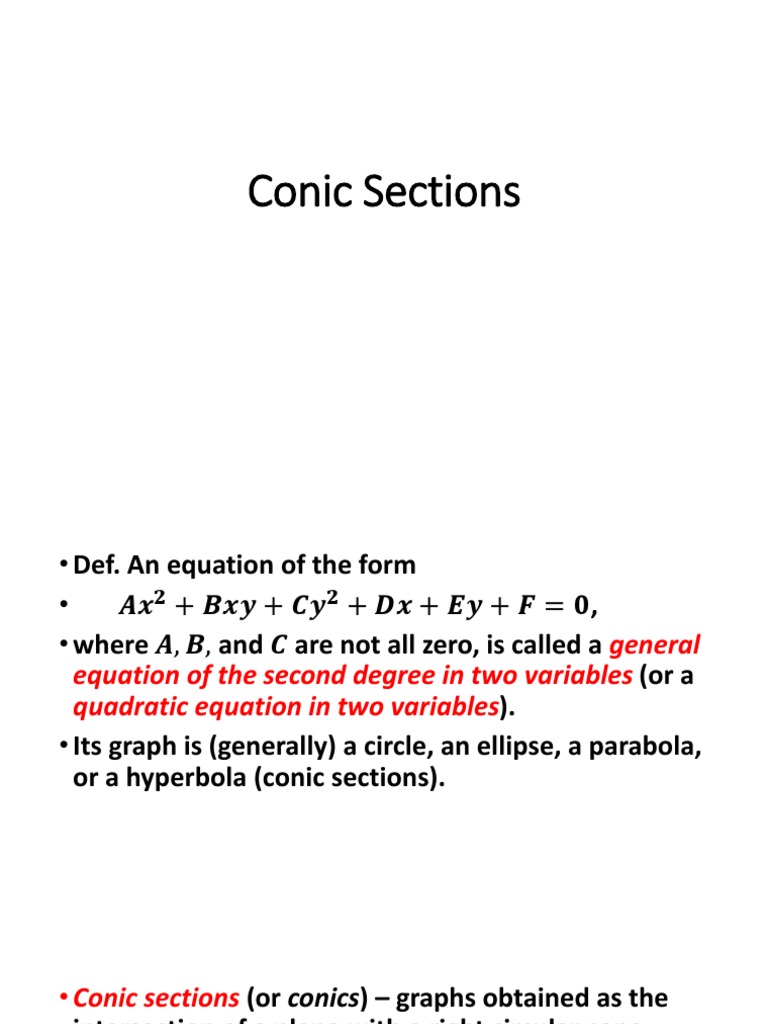 Conic Sections | PDF | Manifold | Analytic Geometry