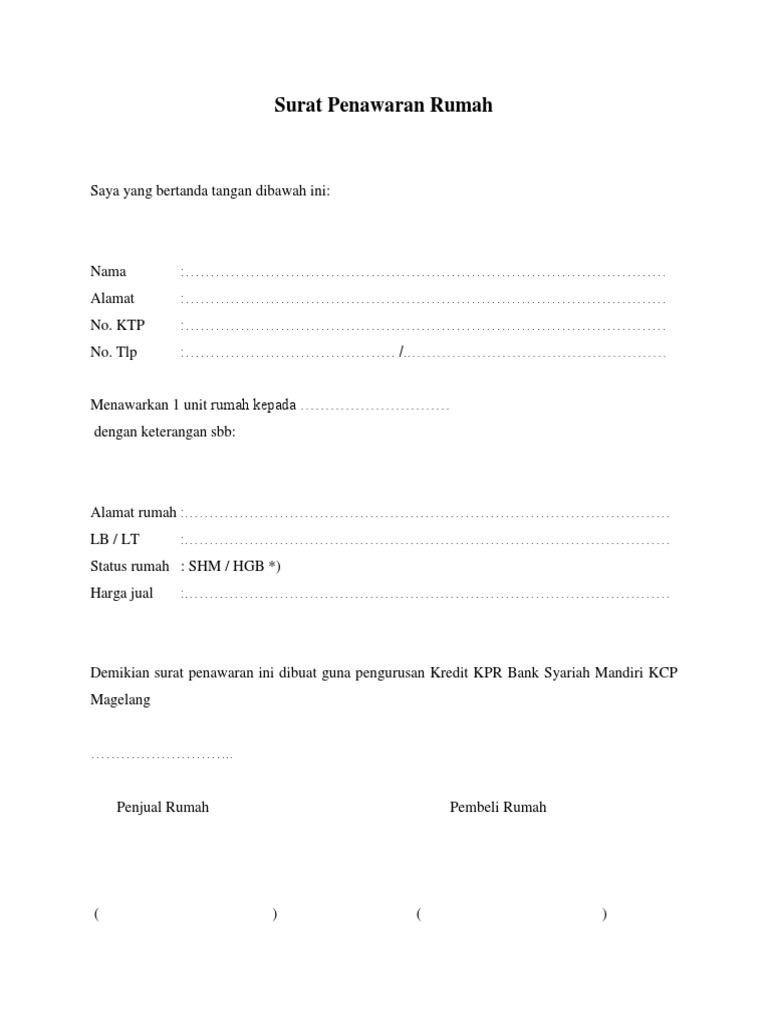 Surat Penawaran Rumah Pdf