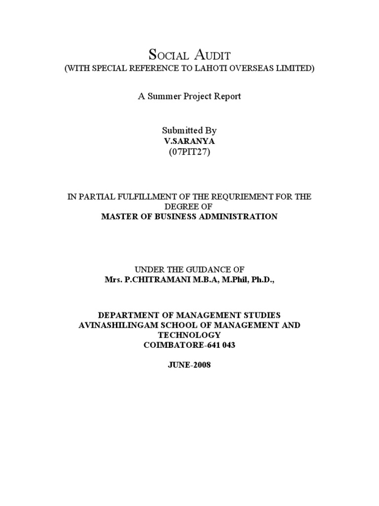 Social Audit | PDF | Science & Mathematics