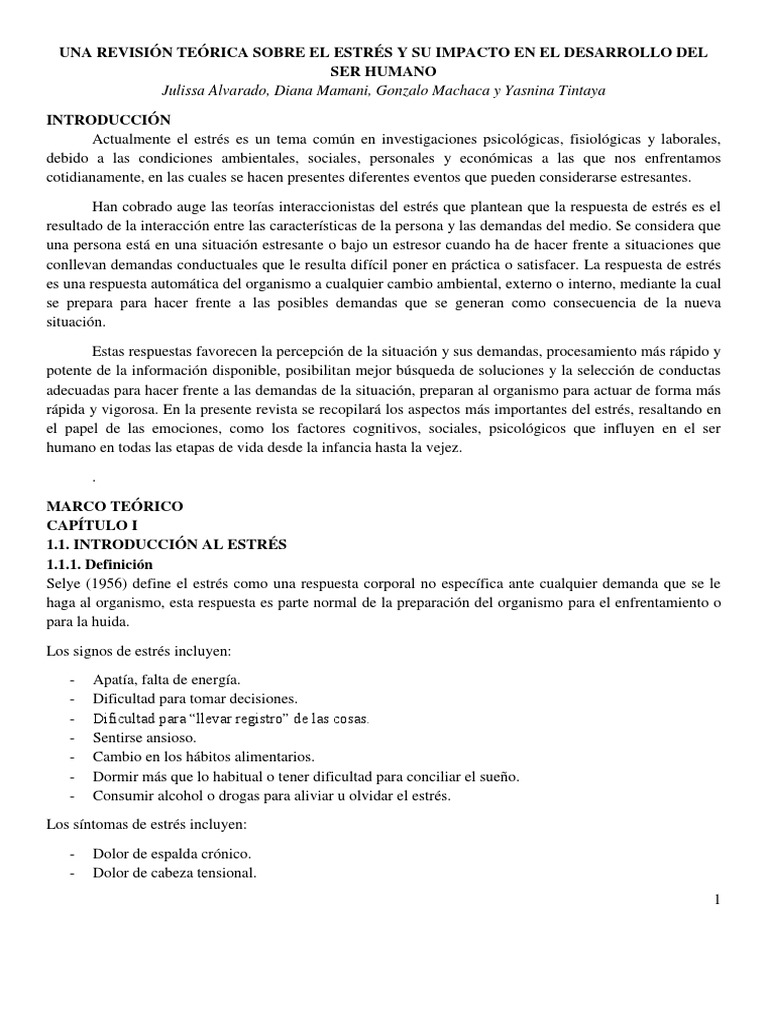 Tipos de Estrés y sus Efectos | PDF | Estrés (biología) | Trastorno de ...