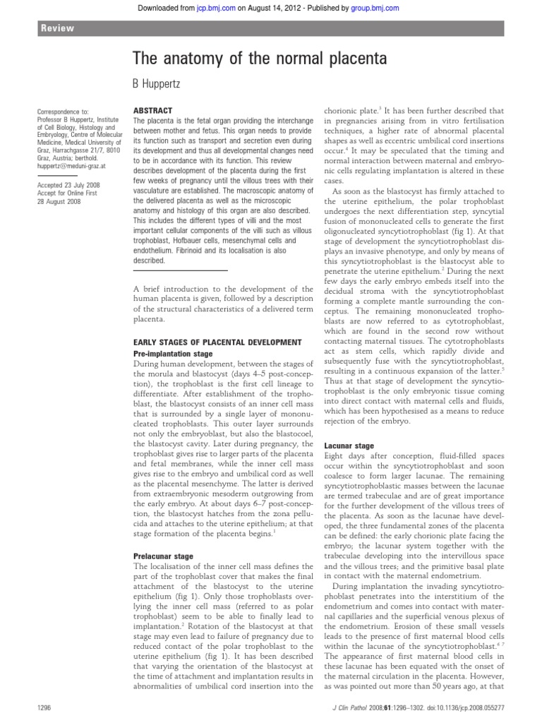 Anatomy of the Normal Placenta | PDF | Placenta | Implantation (Human ...