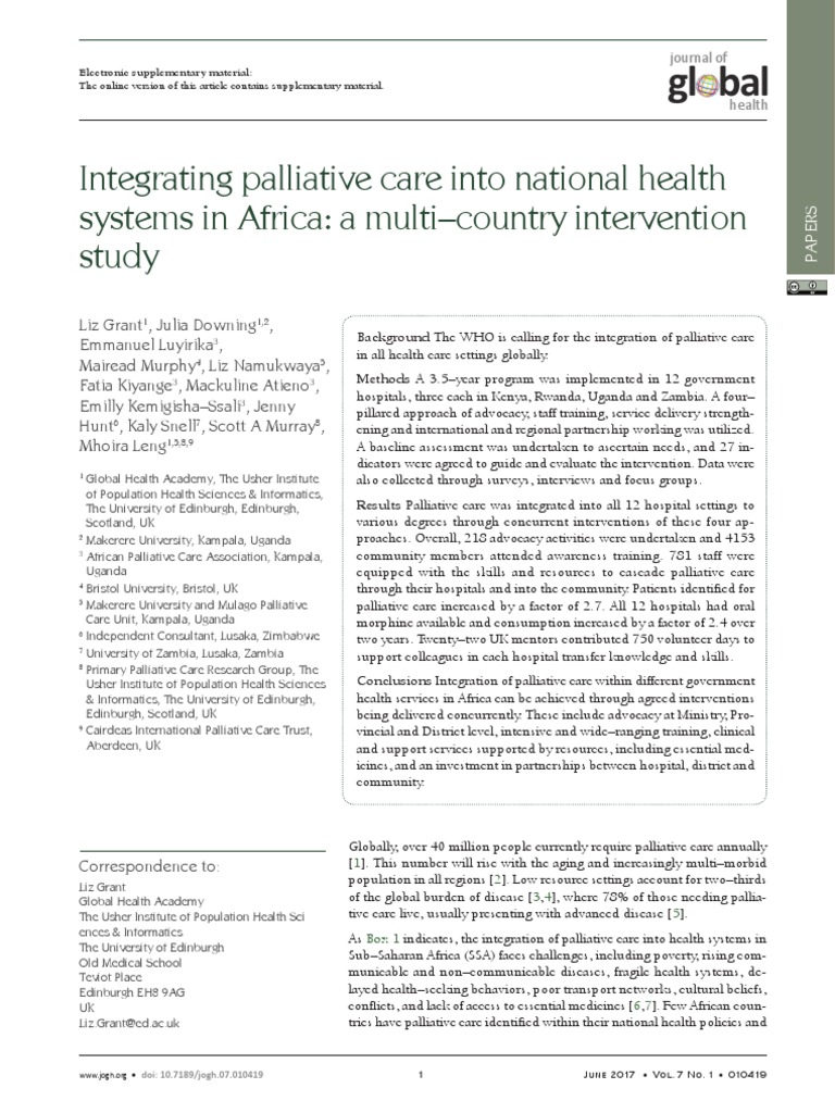 Integrating Palliative Care in Africa | PDF | Palliative Care | Health Care