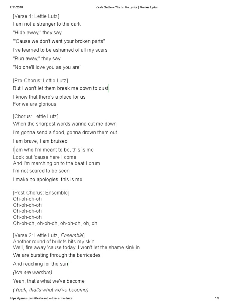 Keala Settle This Is Me Lyrics Genius Lyrics